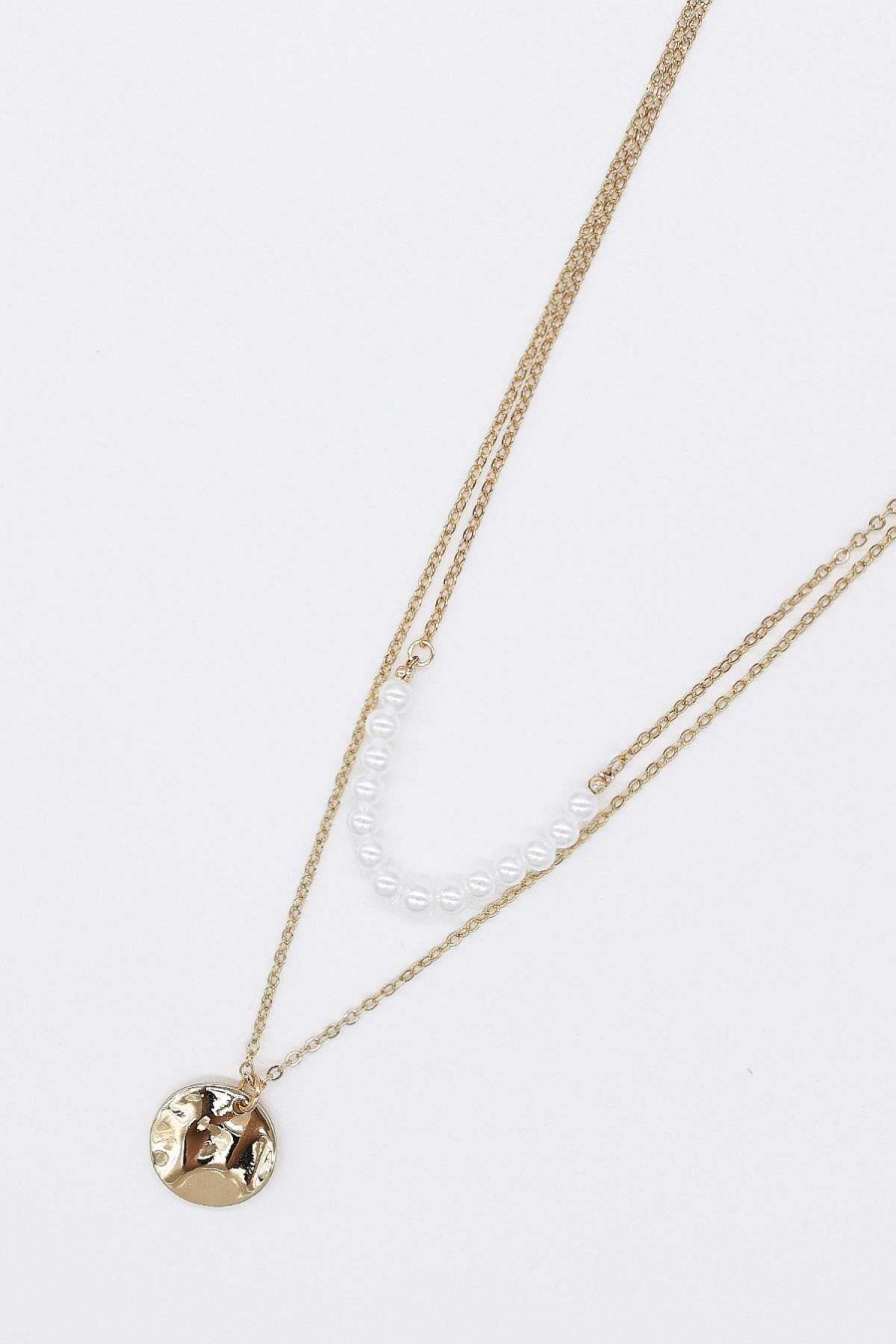 Necklaces | Joularie Double Strand Coin Pendant Necklace In Gold