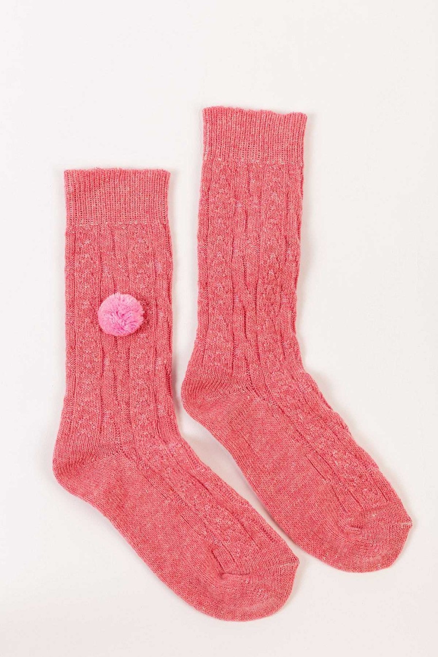 Nightwear | Cherish Accessories Wool Blend Pom Pom Socks In Pink