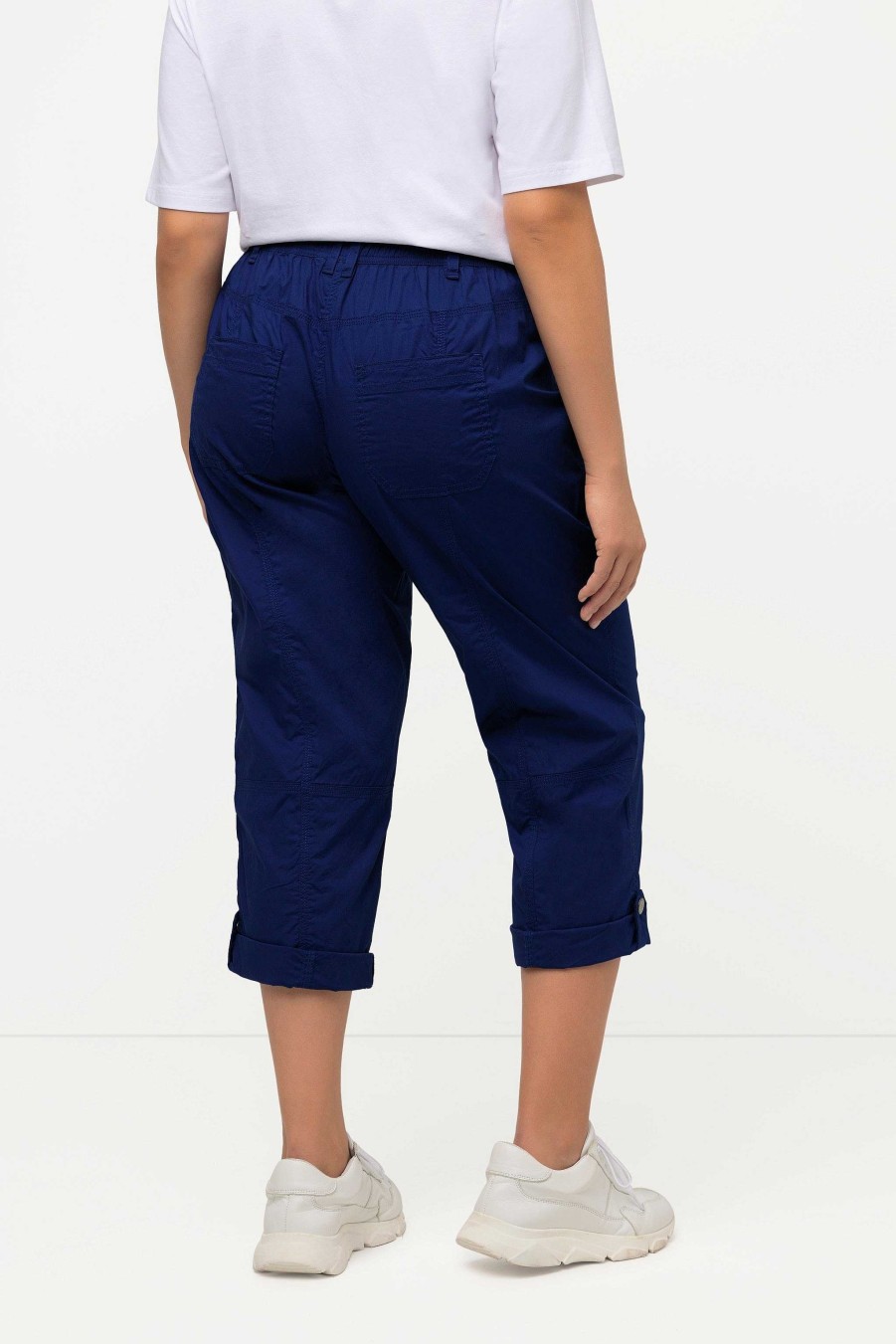 Jeans & Trousers | Ulla Popken Roll-Tab Hem Stretch Cargo Pants In Dark Blue