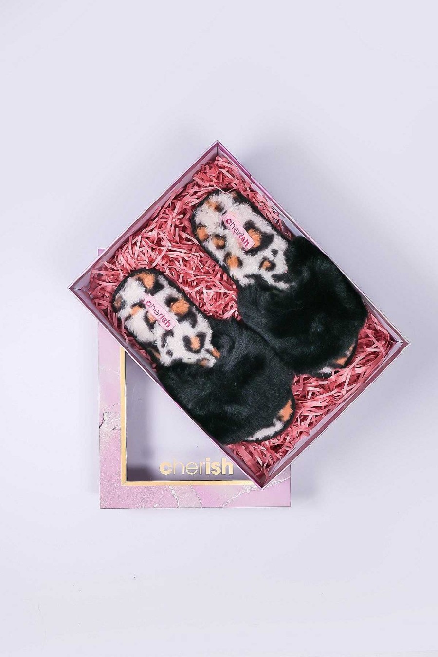 Nightwear | Cherish Accessories Boxed Black Animal Faux Fur Slipper