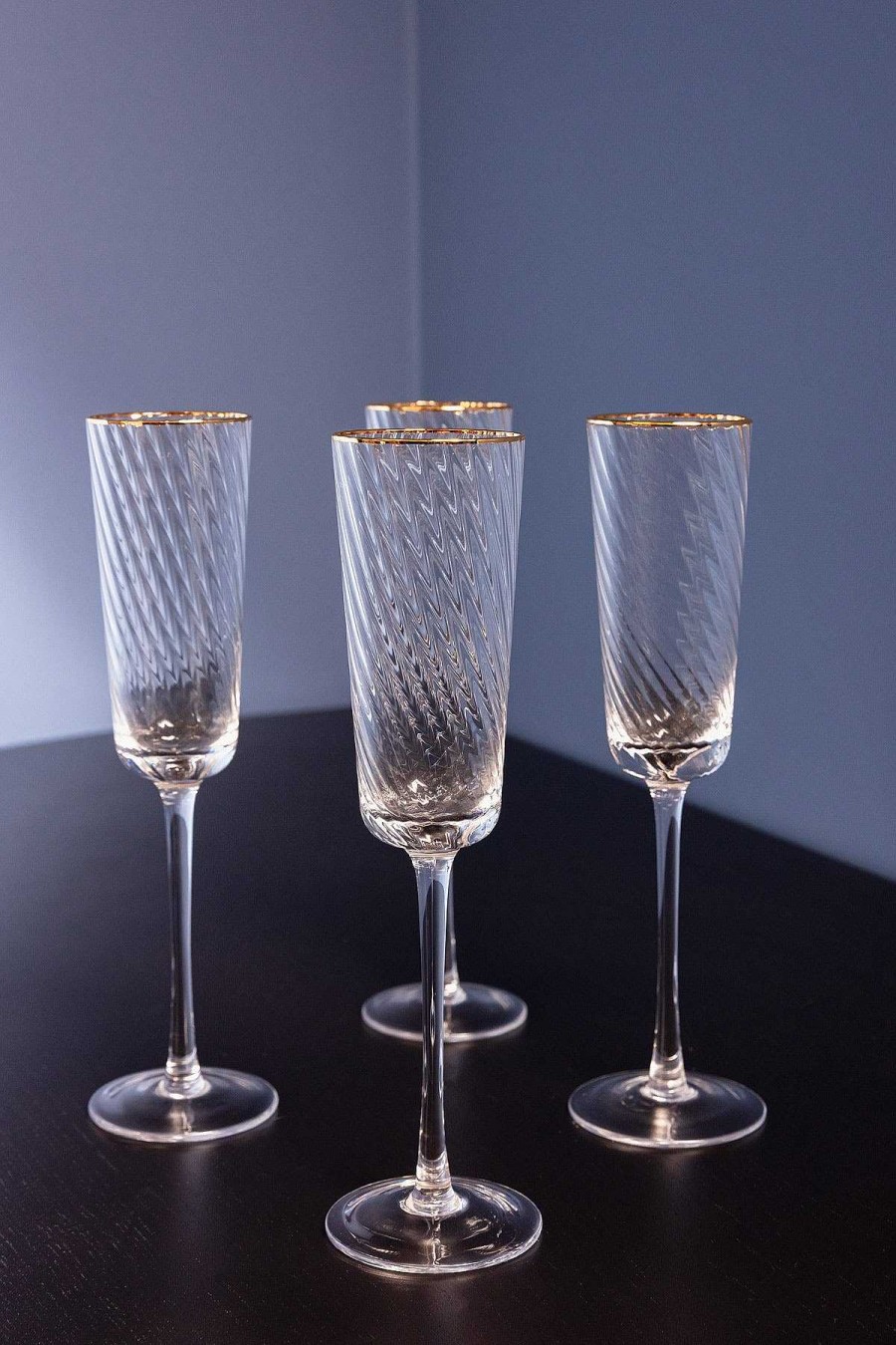 Homeware | Atticus & Stone Set Of 4 Gold Trimmed Champagne Flutes