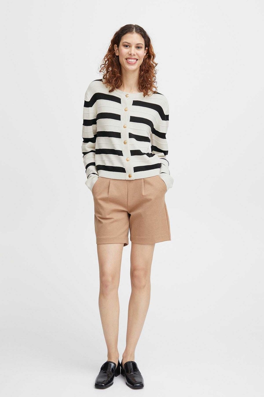 Jumpers & Cardigans | B.Young Bymocca Cream Striped Cardigan