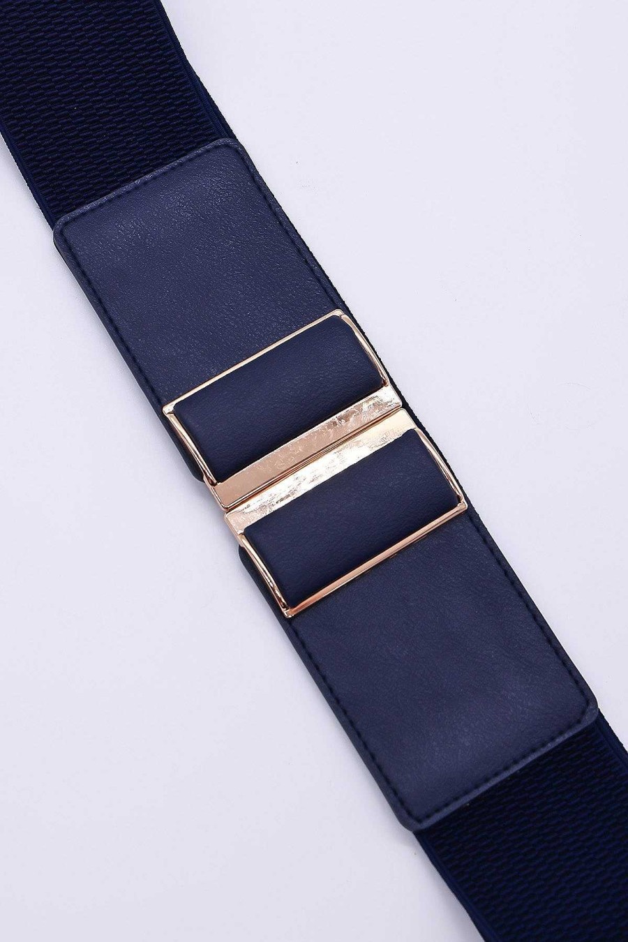 Belts | SOUL Accessories Gold Clasp Elastic Belt In Navy