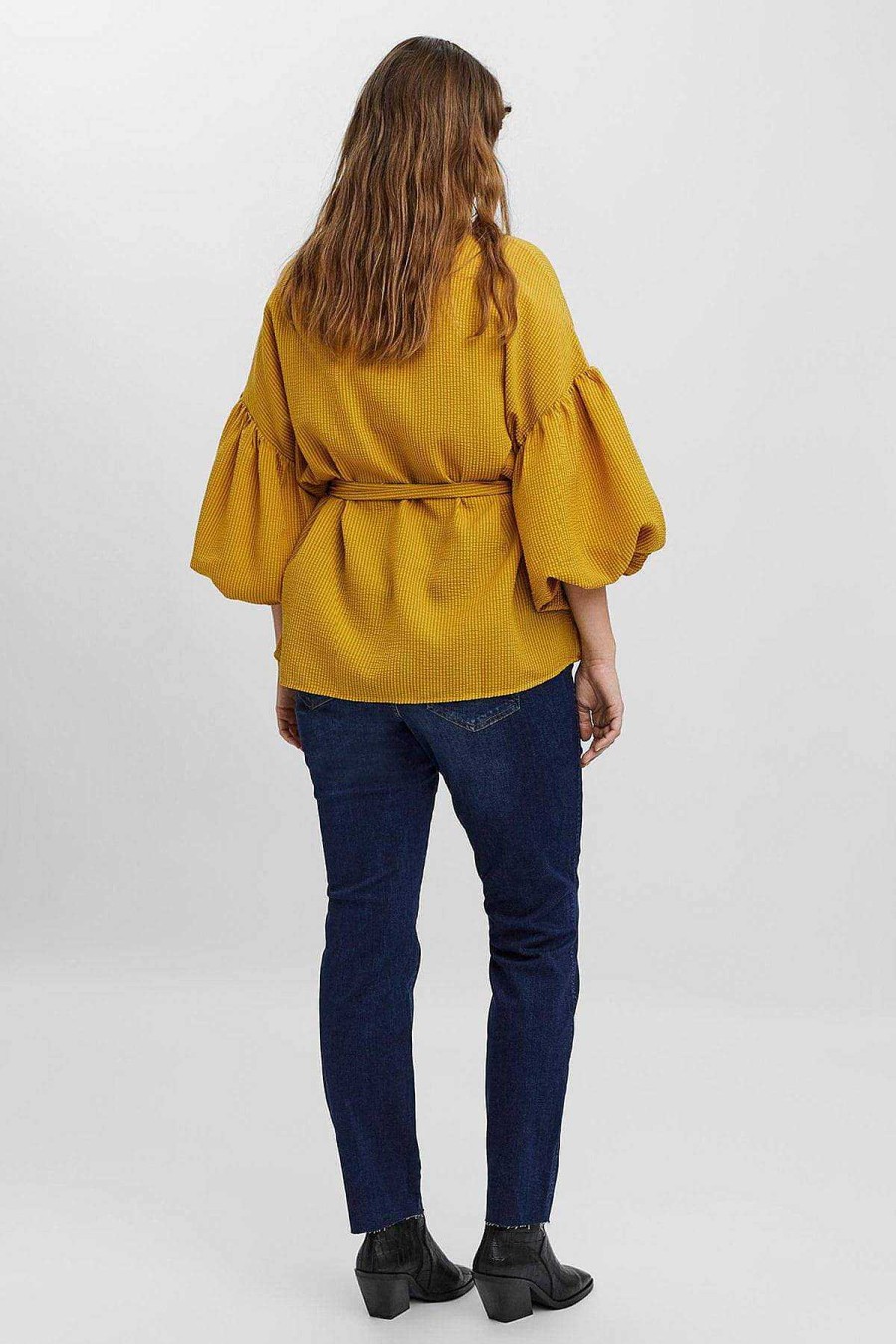 Tops & Blouses | Vero Moda Curve Curve - 3/4 Length Sleeve Blouse In Gold