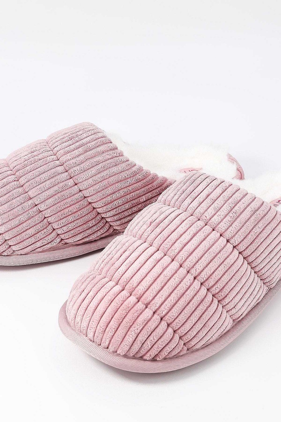 Nightwear | Cherish Accessories Velour Ribbed Mule Slipper In Pink