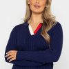 Jumpers & Cardigans | Rowen Avenue Navy Knitted Polo Jumper