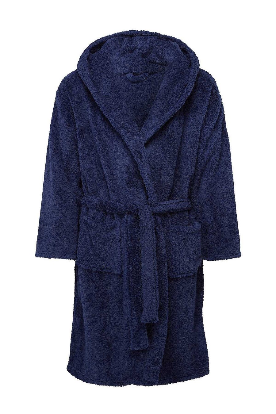 Nightwear | Marlon Sleepwear Mens Sherpa Hooded Fleece Robe In Navy