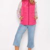 Coats & Jackets | Ulla Popken Classic Fit Decorative Seam Gilet In Pink