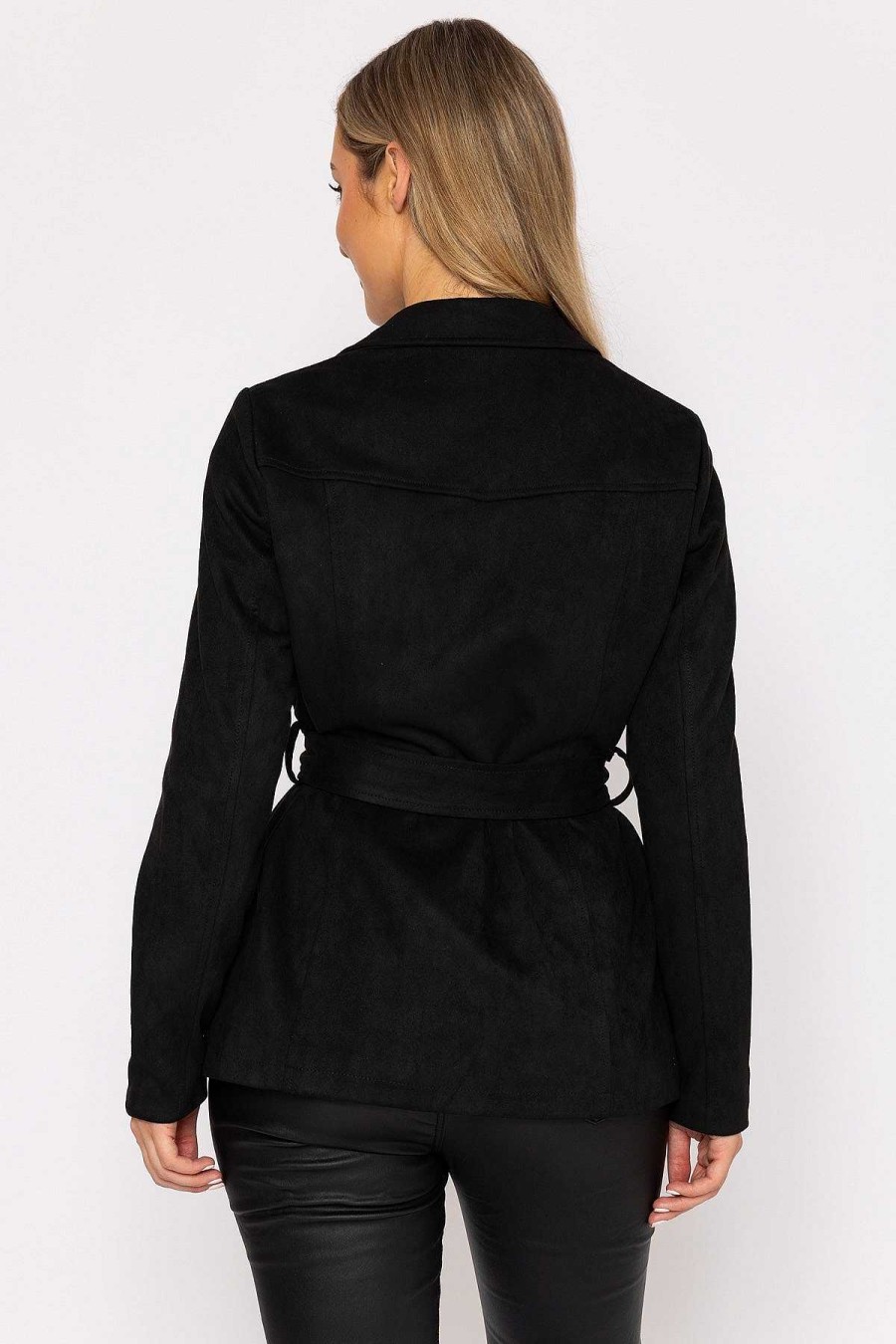 Coats & Jackets | Rowen Avenue Long Line Suede Biker In Black