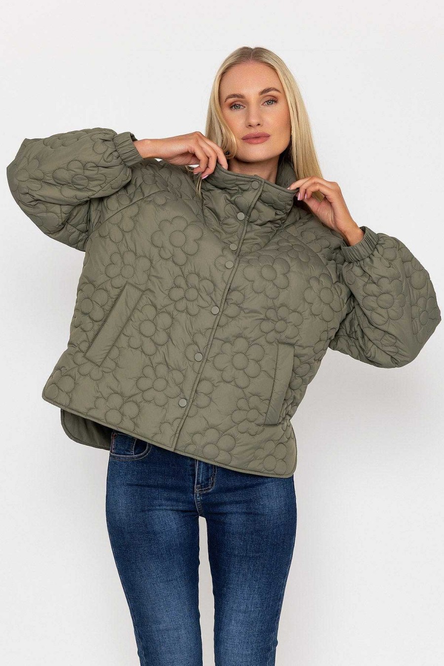 Coats & Jackets | J'aime la Vie Khaki Floral Quilt Boxy Jacket