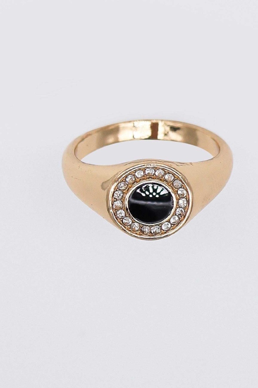 Rings | Soul Jewellery Gold Ring With Black Detail Size 7