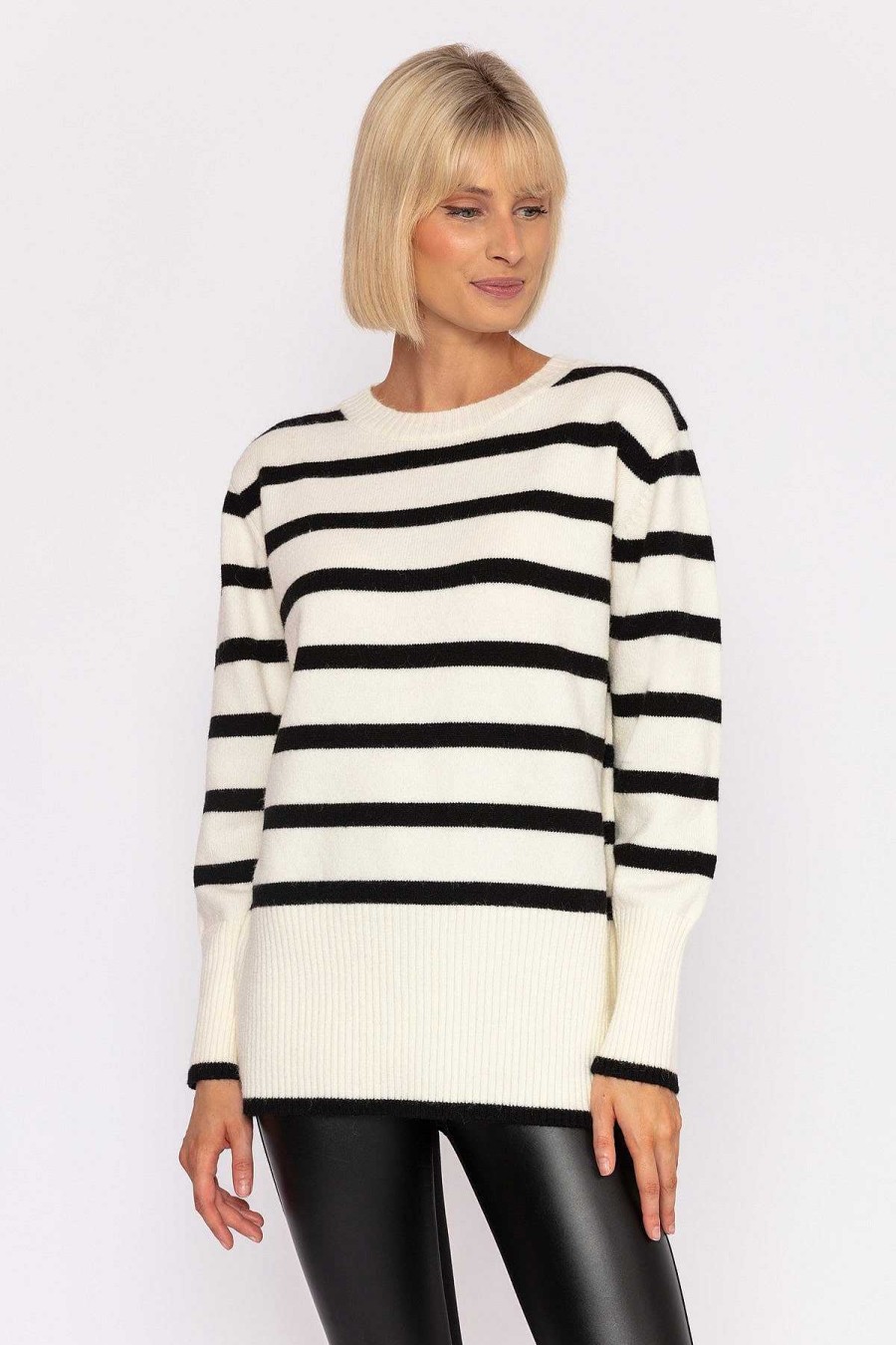 Jumpers & Cardigans | J'aime la Vie Stripe Knit Sweater In Ecru