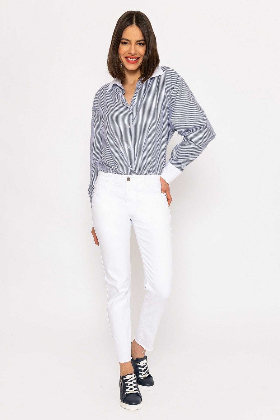 Jeans & Trousers | Kalisson Frayed Hem Jeans In White