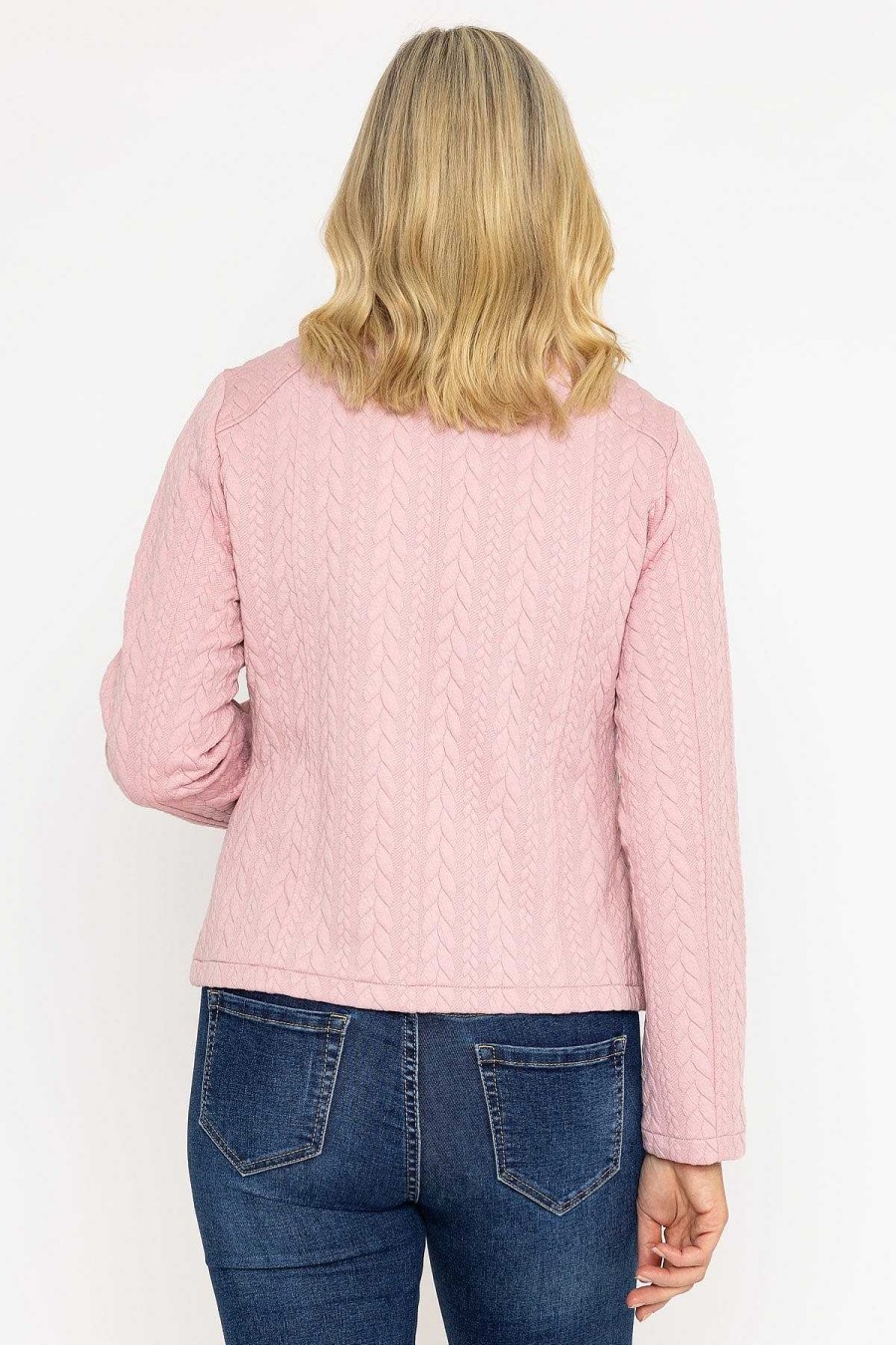 Coats & Jackets | Voulez Vous Textured Jersey Zip Jacket In Pink