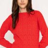 Jumpers & Cardigans | Kelly & Grace Weekend Textured Crew Neck In Red