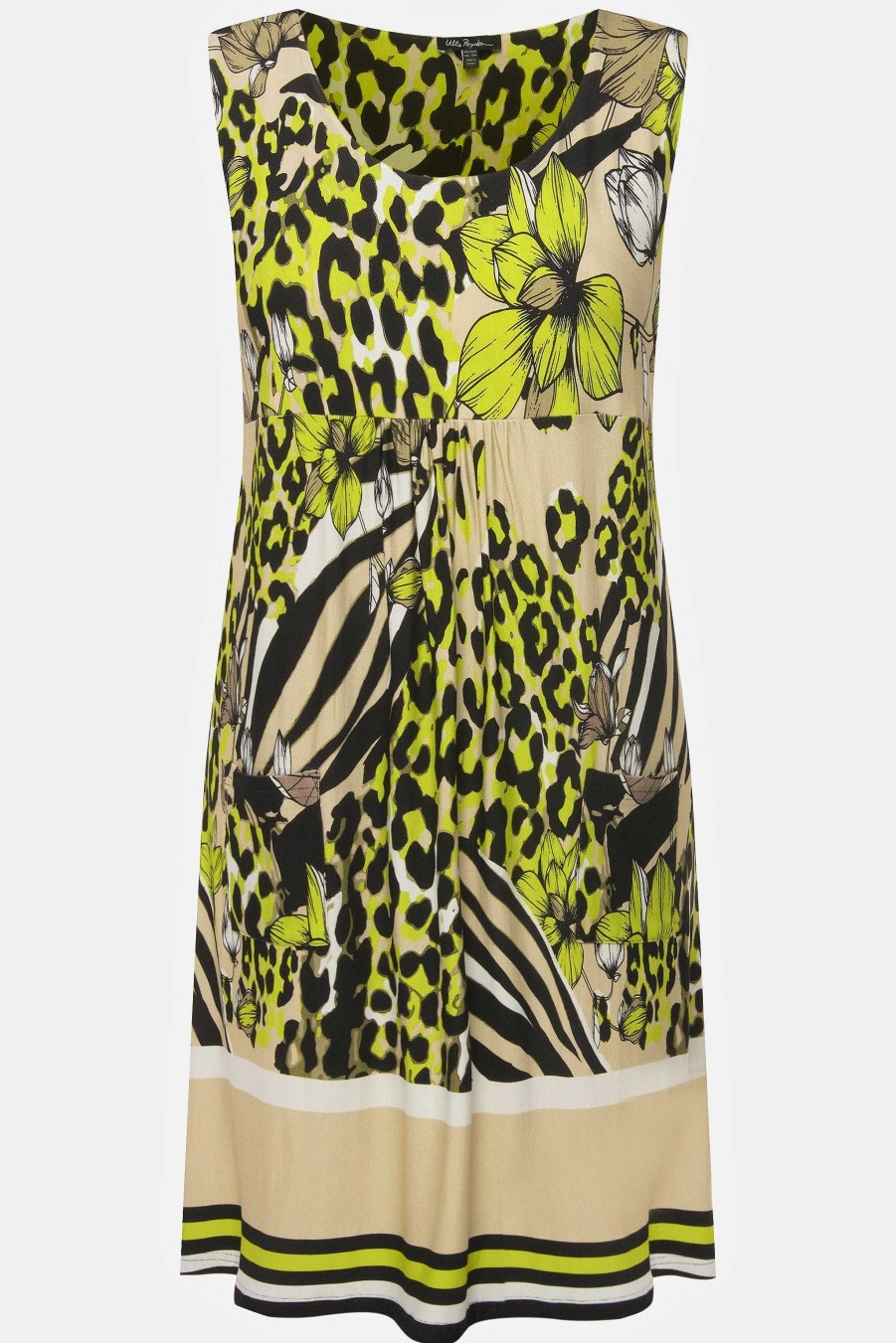 Dresses | Ulla Popken Sleeveless Border Print Knee Length Dress