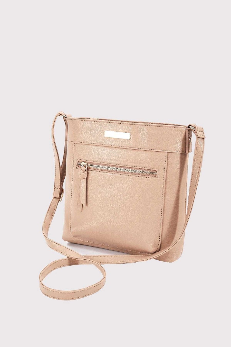 Accessories | SOUL Accessories Classic Crossbody Front Zip Bag In Beige