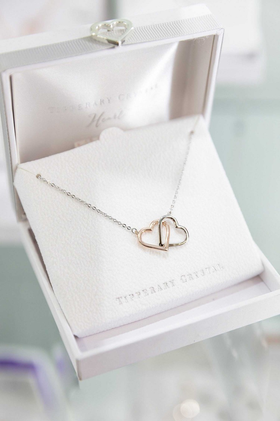 Necklaces | Tipperary Crystal Jewellery Interlinked Two Tone Heart