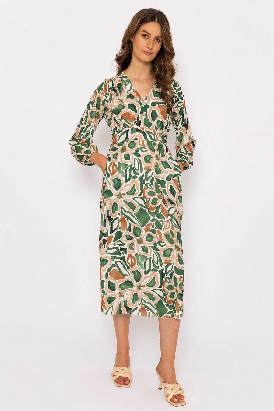 Sale Dresses | Pala D'oro Cliodhna Green Printed Midi Dress