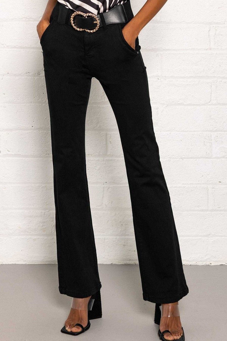 Jeans & Trousers | Pala D'oro Sport Black Flared Jeans