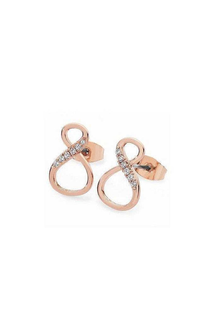 Her | Tipperary Crystal Jewellery 8 Shape Rose Gold Infinity Stud Earrings