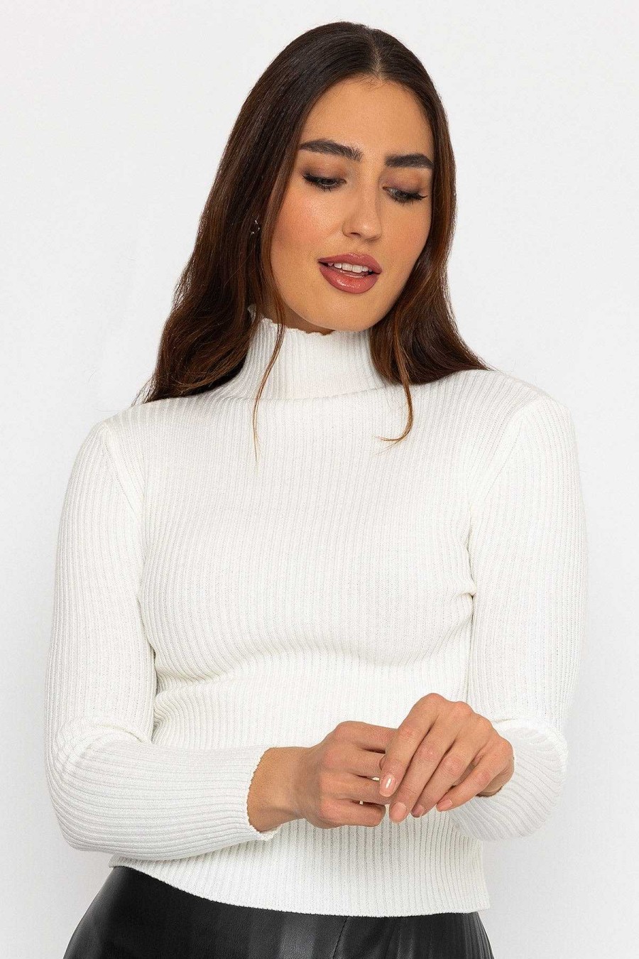 Jumpers & Cardigans | Pala D'oro Sport Rib Polo Knit In White