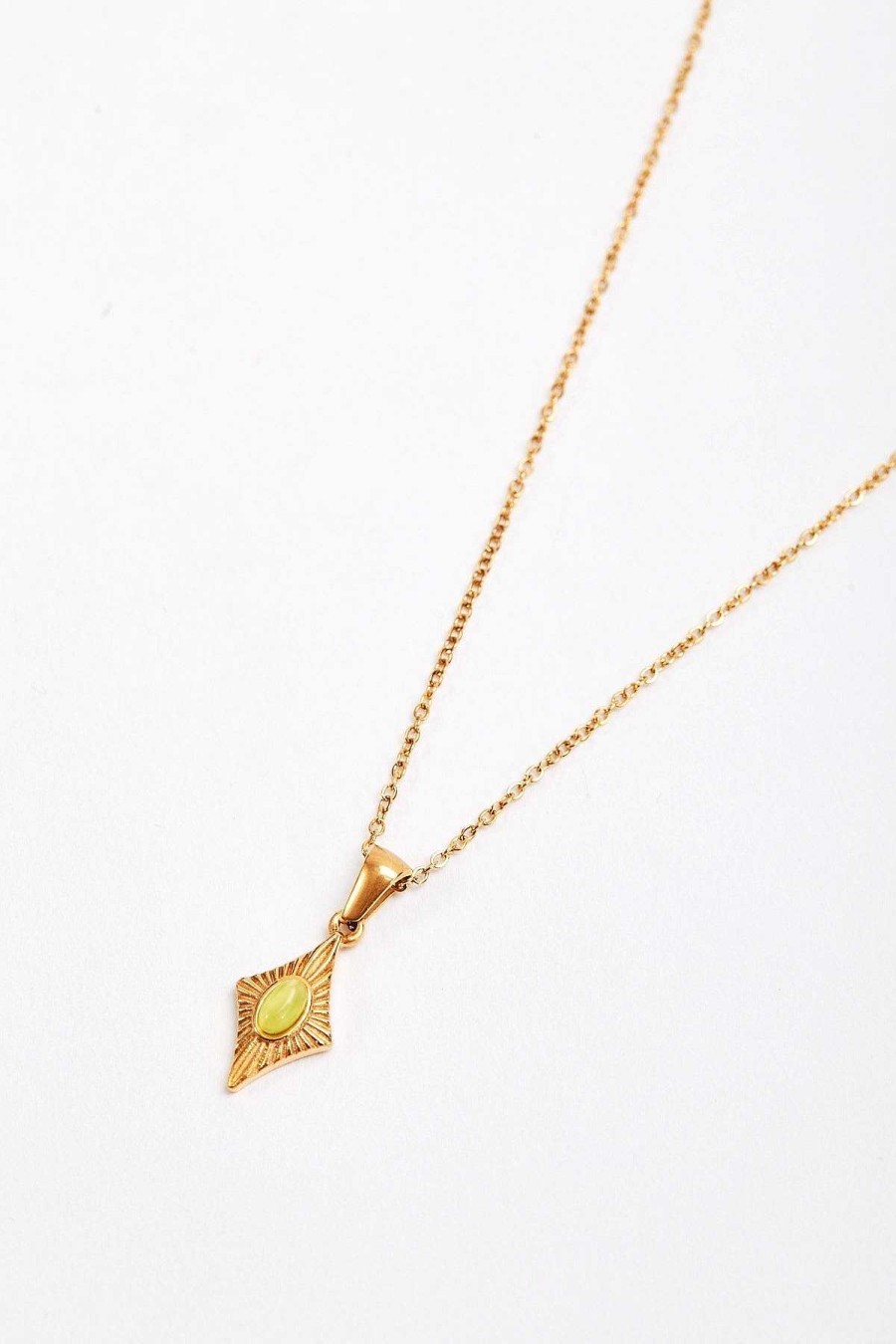 Boxed Gifts | Joularie Green Stone Diamond Pendant Necklace