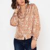 Tops & Blouses | Rowen Avenue Polka Dot Print Blouse In Brown