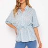 Tops & Blouses | Rowen Avenue Tie Waist Blouse In Blue