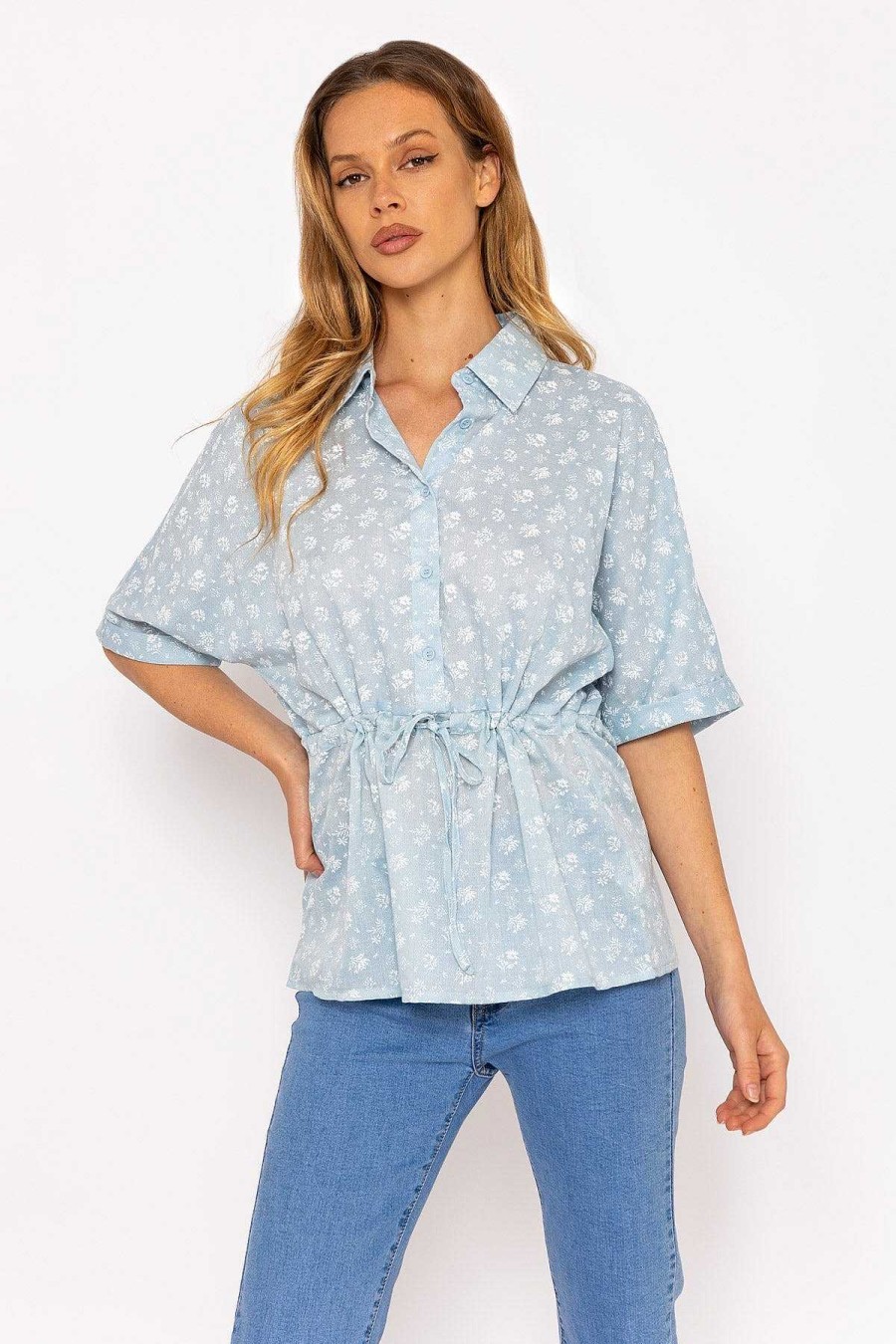 Tops & Blouses | Rowen Avenue Tie Waist Blouse In Blue