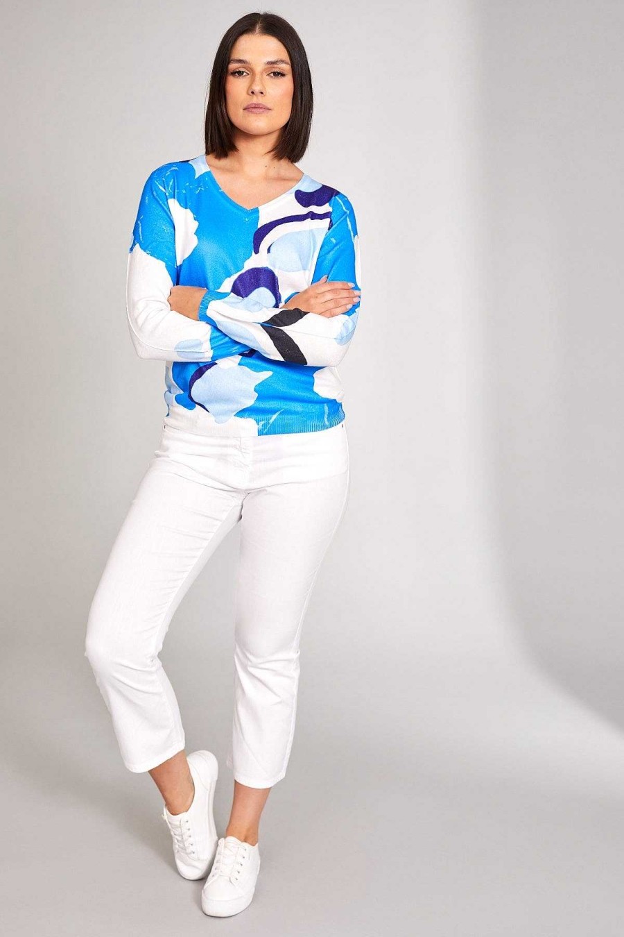 Tops & Blouses | Peruzzi Ocean Print Knit In Blue