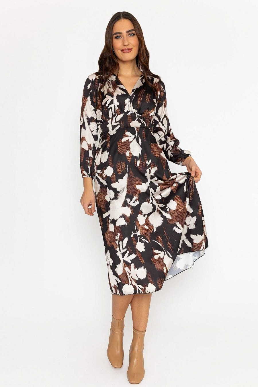 Dresses & Jumpsuits | Pala D'oro Cliodhna Brown Printed Midi Dress