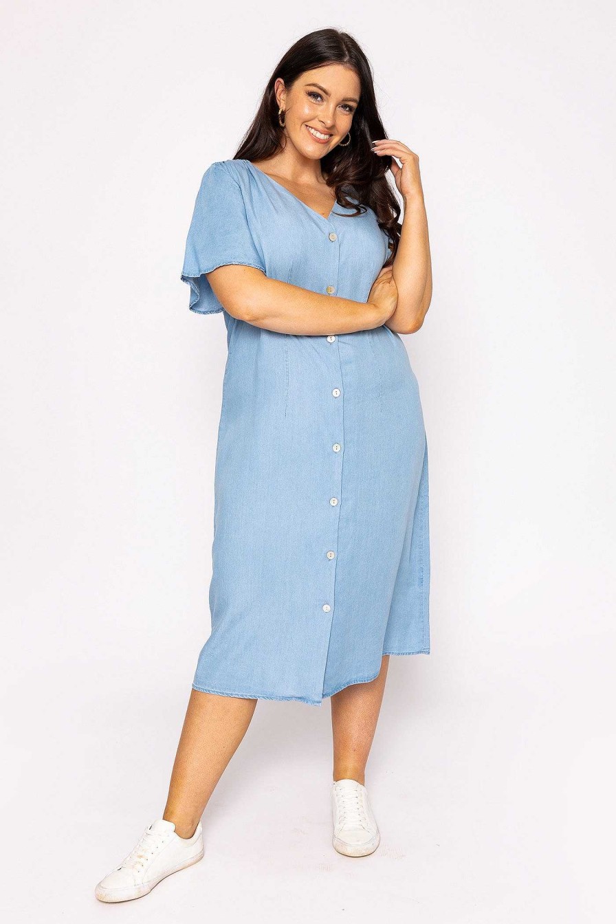 Dresses & Jumpsuits | Vero Moda Curve Curve - Liliana Dress In Light Blue Denim