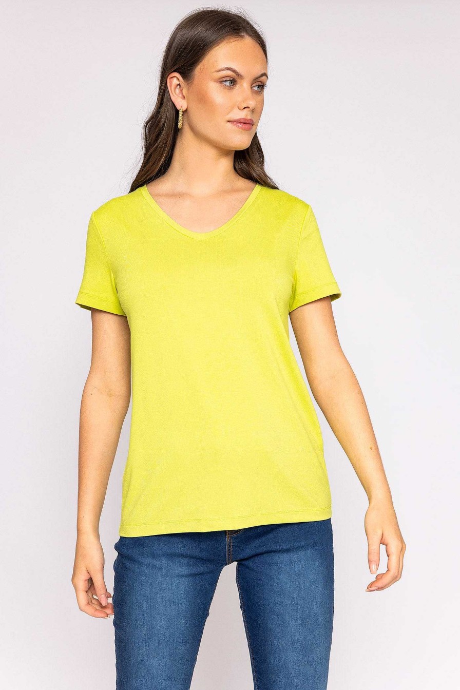 Tops & Blouses | Kelly & Grace Weekend V Neck Tee In Lime