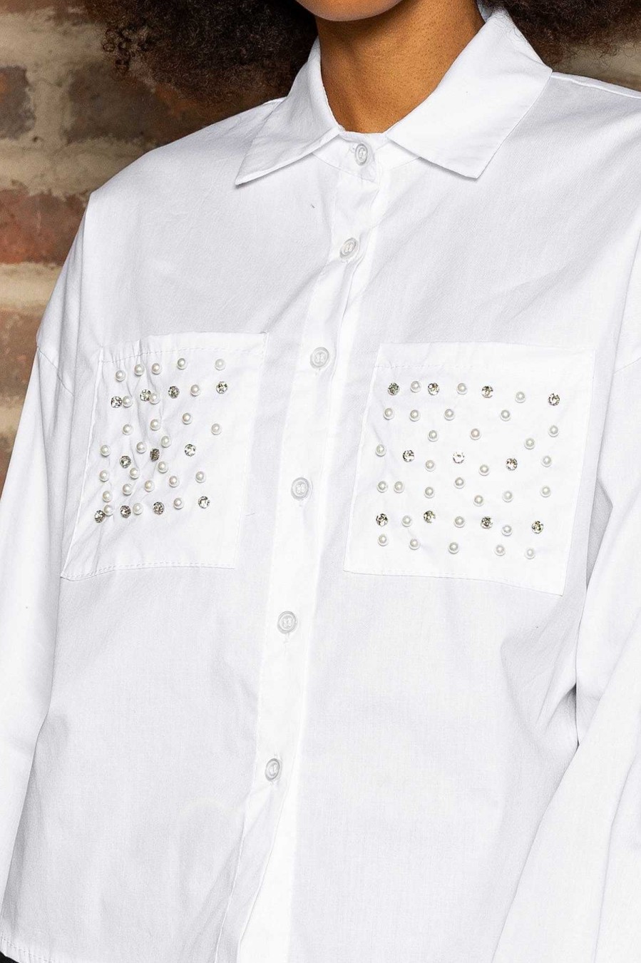 Tops & Blouses | Pala D'oro Sport Embellished Short Shirt In White