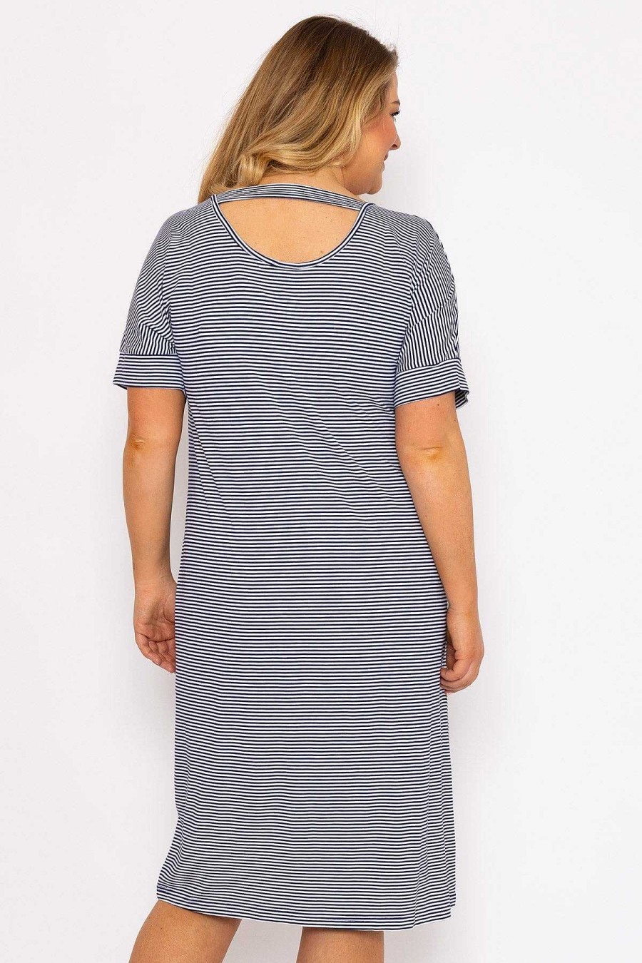 Dresses & Jumpsuits | Ulla Popken Striped Midi Dress In Navy