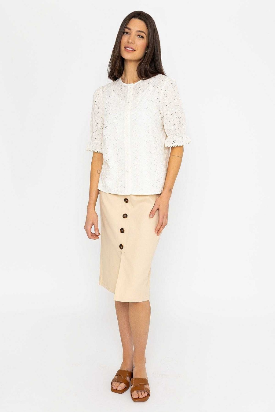 Tops & Blouses | Rowen Avenue Anglaise Short Sleeve Blouse In Ivory