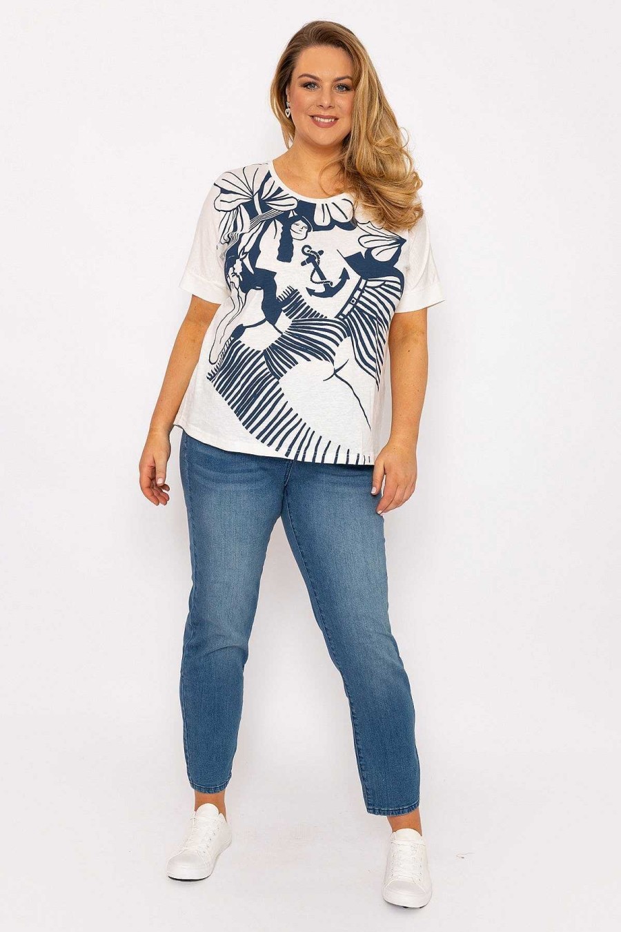 Tops & Blouses | Ulla Popken Anchor Print Top In Off White