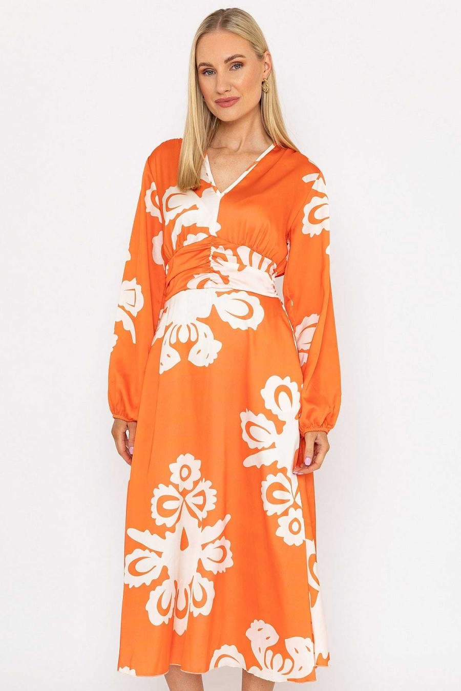 Dresses & Jumpsuits | Pala D'oro Alina Midi Dress In Orange Print