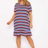 Dresses & Jumpsuits | Ulla Popken Striped Knee Length Dress In Multi Print