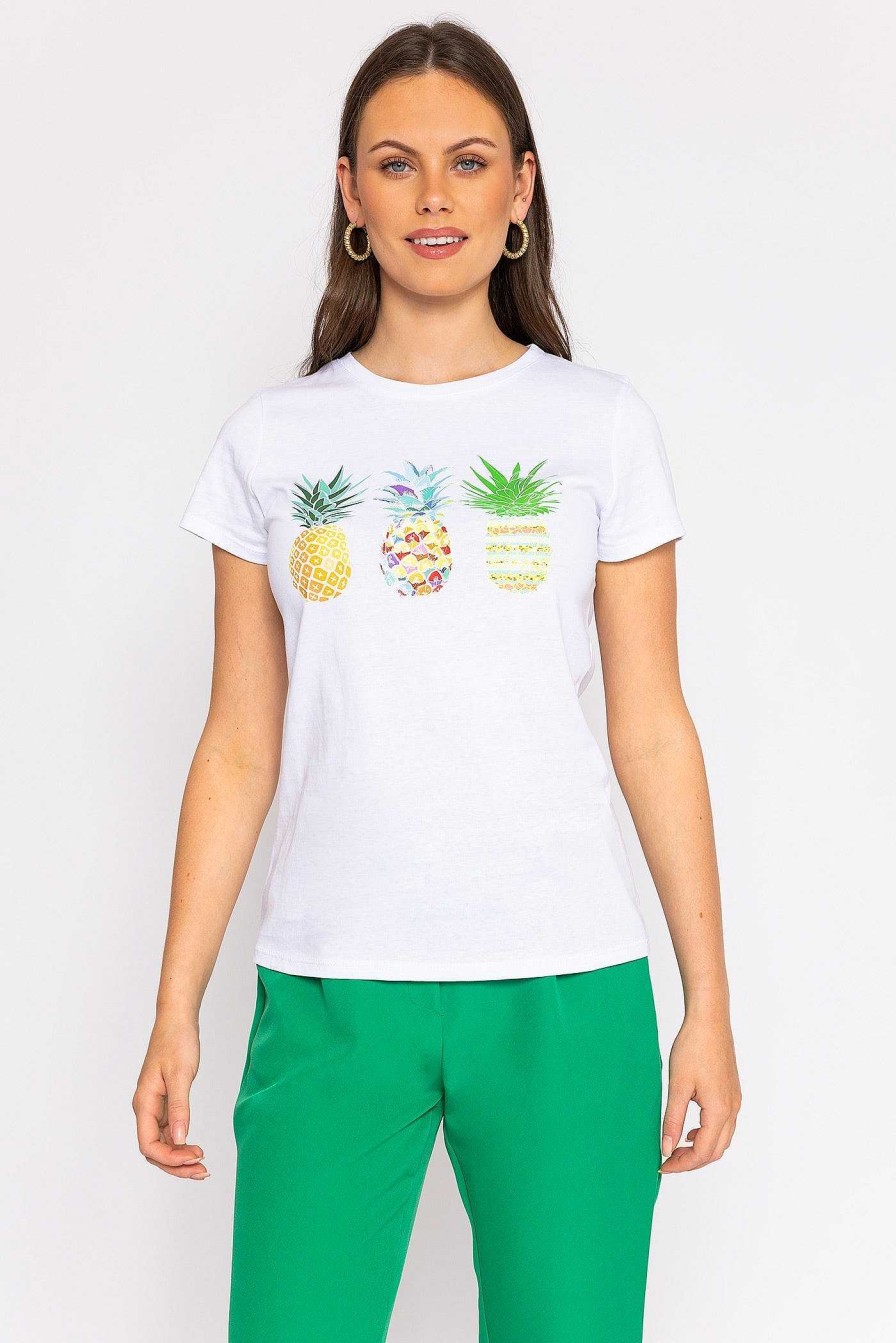 Tops & Blouses | Pala D'oro Pineapple Printed T-Shirt In White