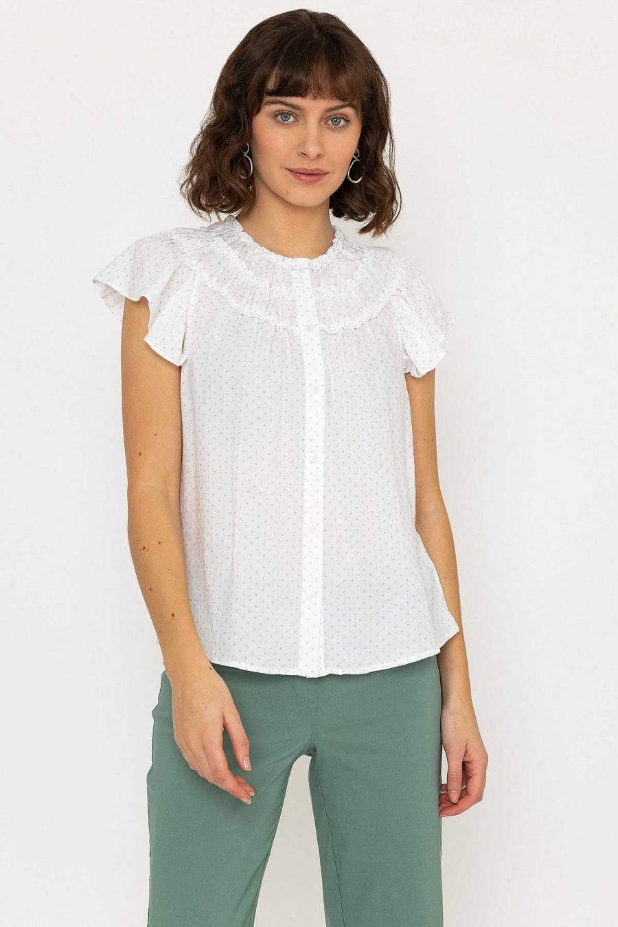 Tops & Blouses | Rowen Avenue Ruffle Blouse In White Print