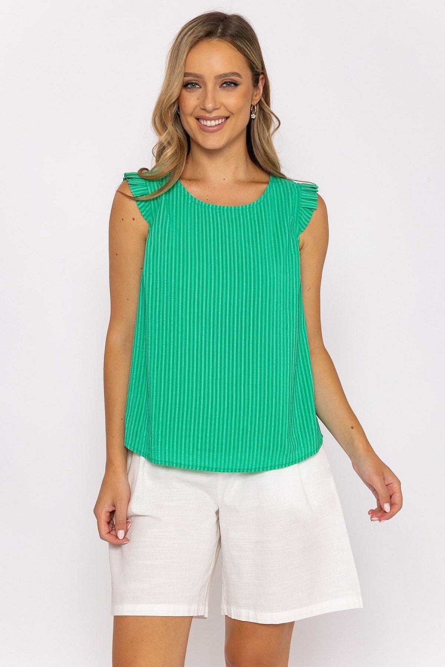 Tops & Blouses | Rowen Avenue Green Ruffle Sleeveless Top