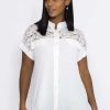 Tops & Blouses | Pala D'oro Lace Insert Shirt In Ecru