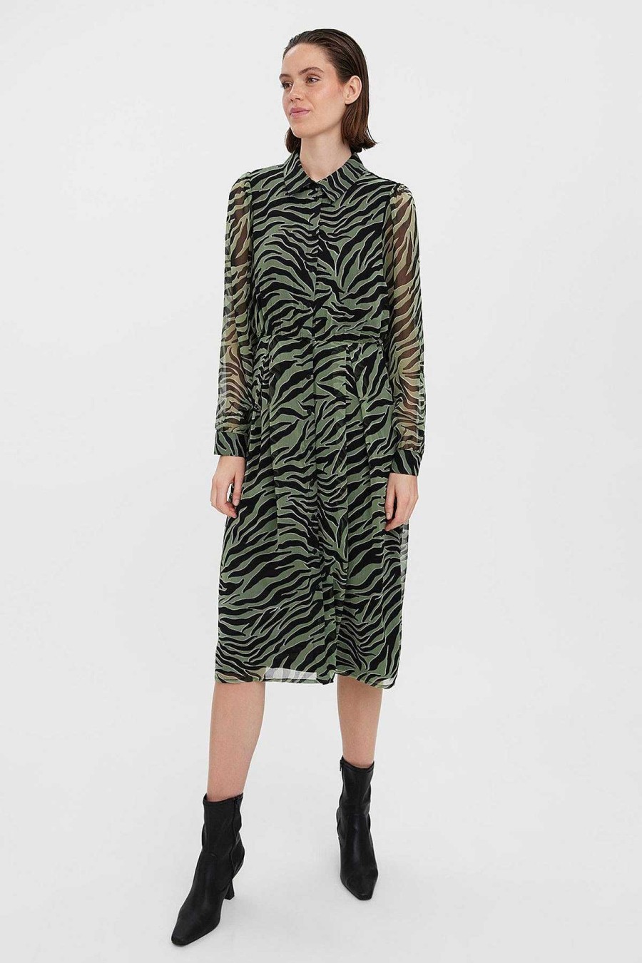 Dresses & Jumpsuits | Vero Moda Kaya Shirt Dress In Green Print