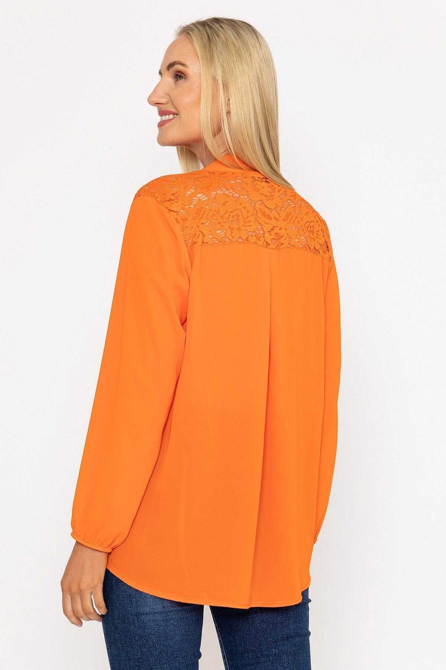 Tops & Blouses | Pala D'oro Orange Lace Back Blouse