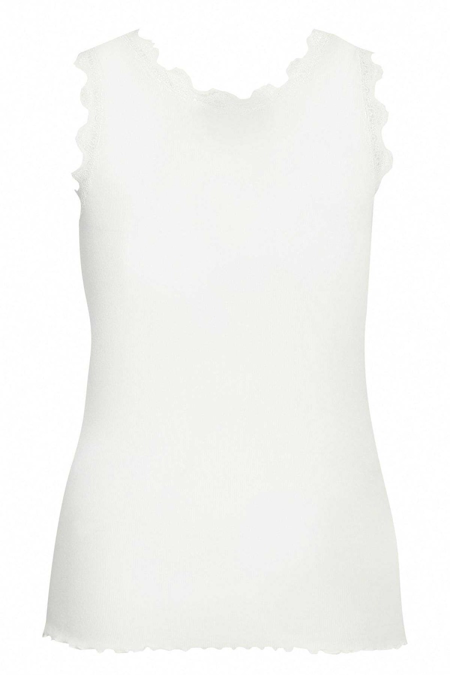 Tops & Blouses | Simple Wish Sleeveless Lace Trim White Top