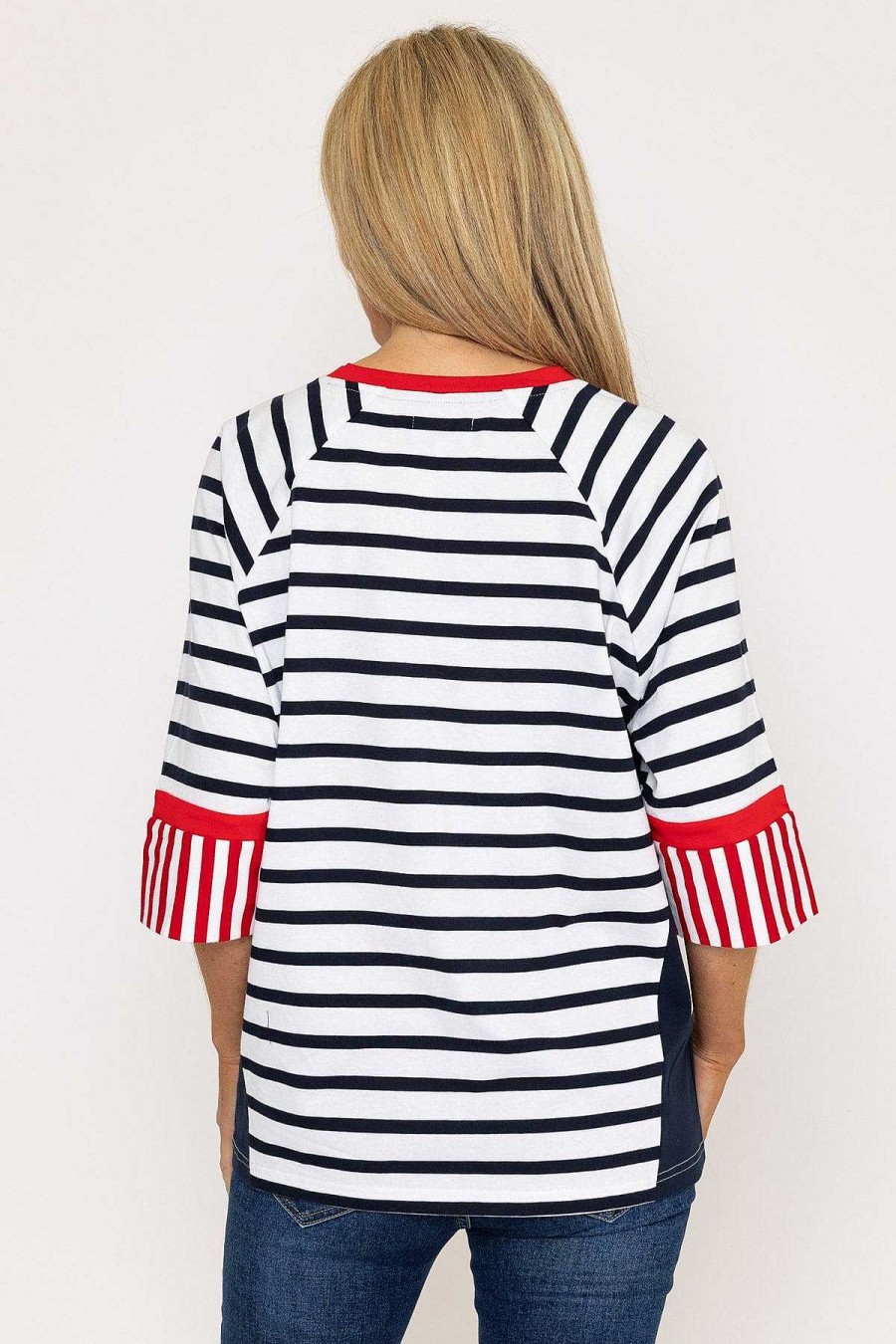 Tops & Blouses | West Quay Striped Contrast Top In Navy