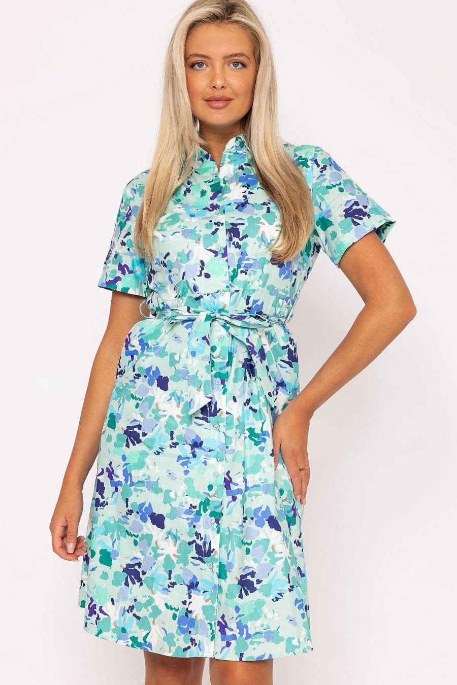 Dresses & Jumpsuits | Rowen Avenue Aurora Blue Printed Shirt Dress