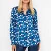 Tops & Blouses | Pala D'oro Sateen Shirt In Blue And Navy Print